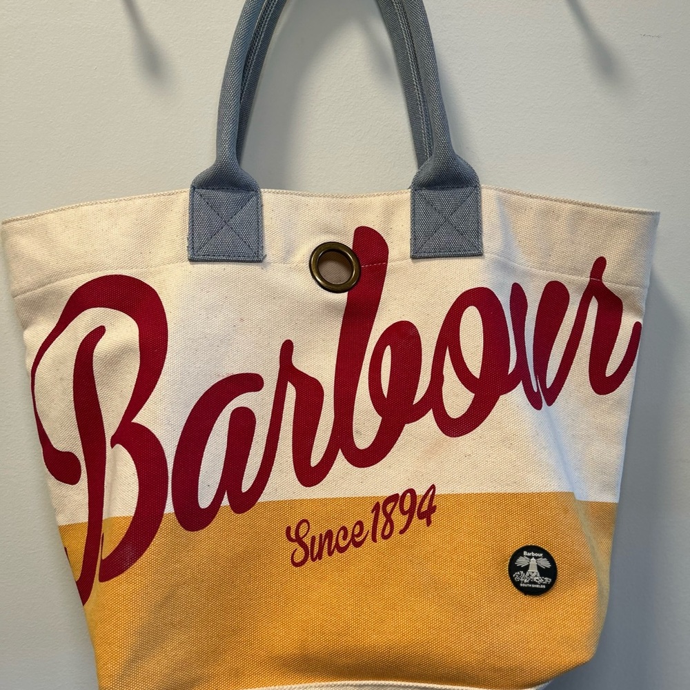 Barbour Canvas Tote Bag - Red and Yellow - Picture 3 of 11